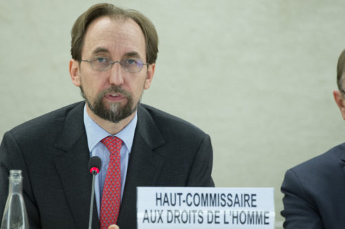 Zeid Ra'ad Zeid Al Hussein, United Nations High Commissioner for Human Rights during of the 30th regular Session at the Human Rights Council. 21 September 2015. UN Photo / Jean-Marc Ferr