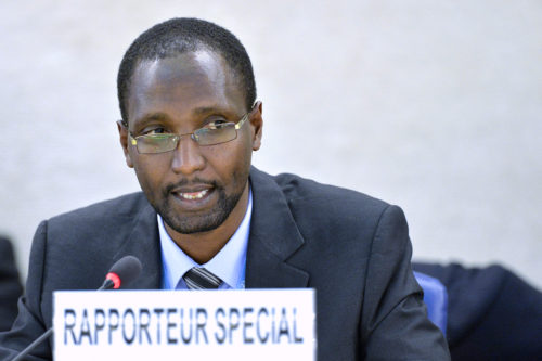Mutuma Ruteere, Special Rapporteur on Contemporary Forms of Racism, Racial Discrmination, Xenophobia and Related Intolerence at a 26th session of the Human Rights Council. 24 June 2014. UN Photo / Jean-Marc Ferré
